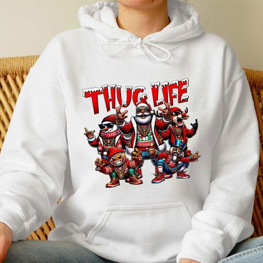 Christmas Thuglife Hoodie Sweatshirt, Christmas Characters Shirt, Graphic Tee, Unisex Short Sleeve Tee