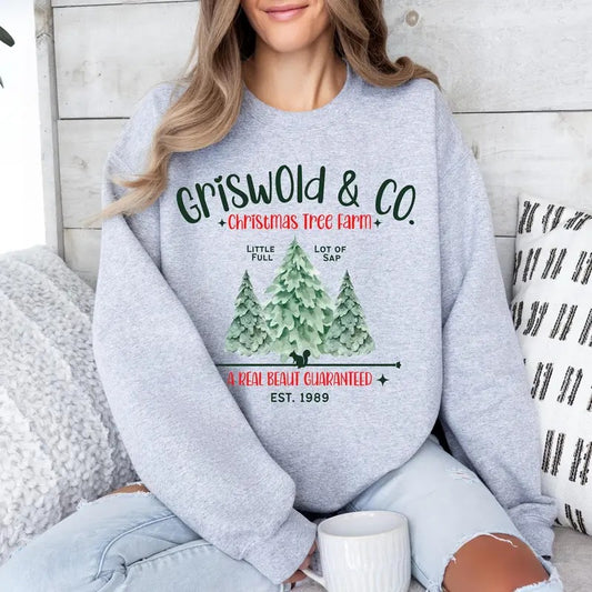 Christmas Tree Farm Sweatshirt - Funny Christmas Sweater - Christmas Party Shirt - Christmas Vacation Sweater - Griswold's Tree Farm Shirt Cotton Crewneck