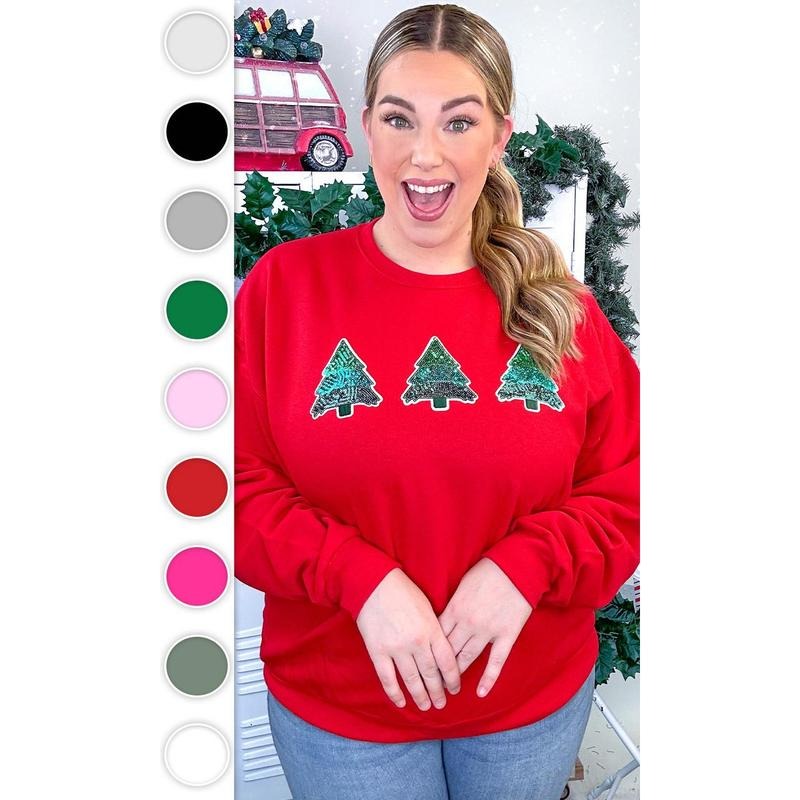 Christmas Tree Sparkle Sequin Graphic Sweatshirt T-Shirts, Hoodie | WearSparks.com