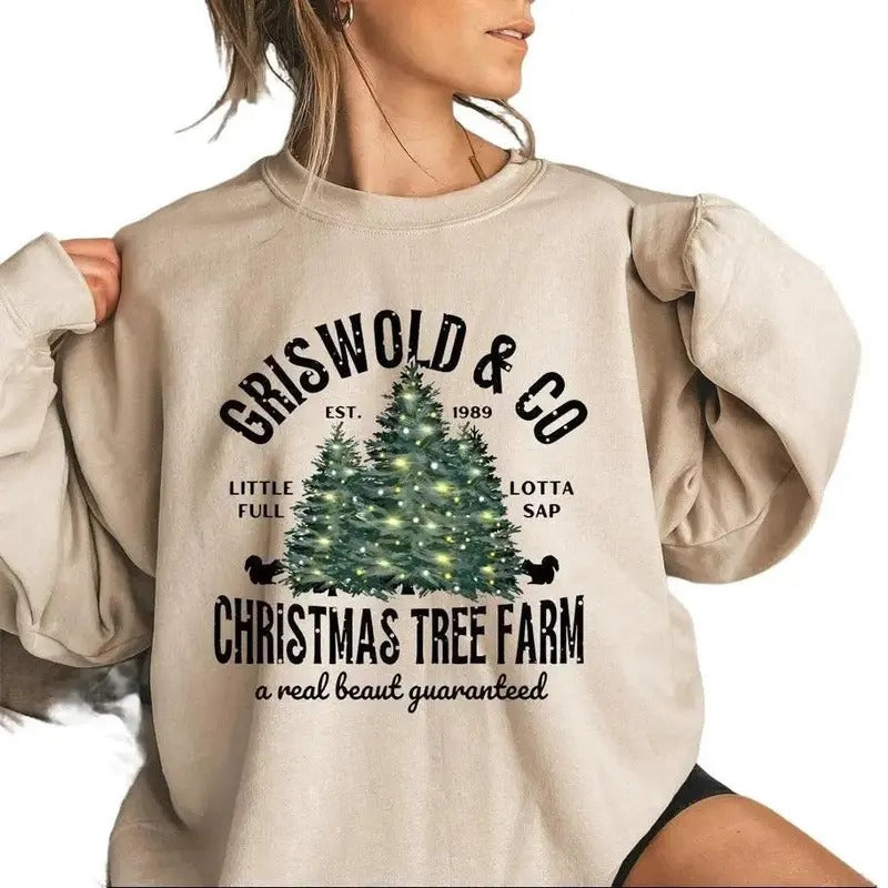 Christmas Tree Sweatshirt Griswold's Tree Farm Since 1989 Crewneck Xmas Family Gift Holiday Spirit Shirt Cotton Polyester