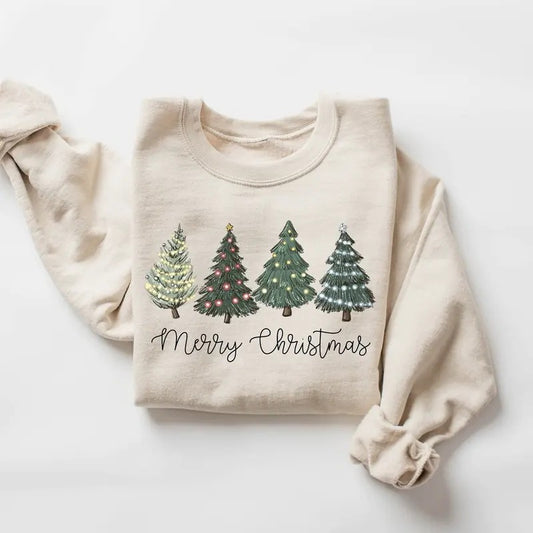 Christmas Trees Sweatshirt, Merry Christmas Sweatshirt, Holiday Sweater, Womens Holiday Sweatshirt, Christmas Shirt, Winter Sweatshirt