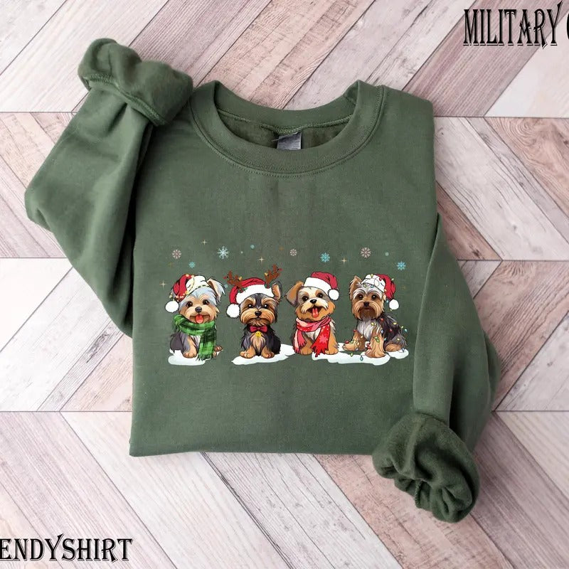 Christmas Yorkshire Terrier Sweatshirt for Men and Women, Loose Fit, Medium-Heavy Fabric, Perfect Holiday Gift for Dog Lovers - Pullover