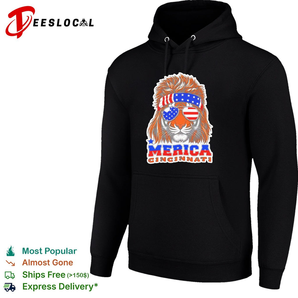 Cincinnati Merica Tiger Mullet Patriotic USA shirt