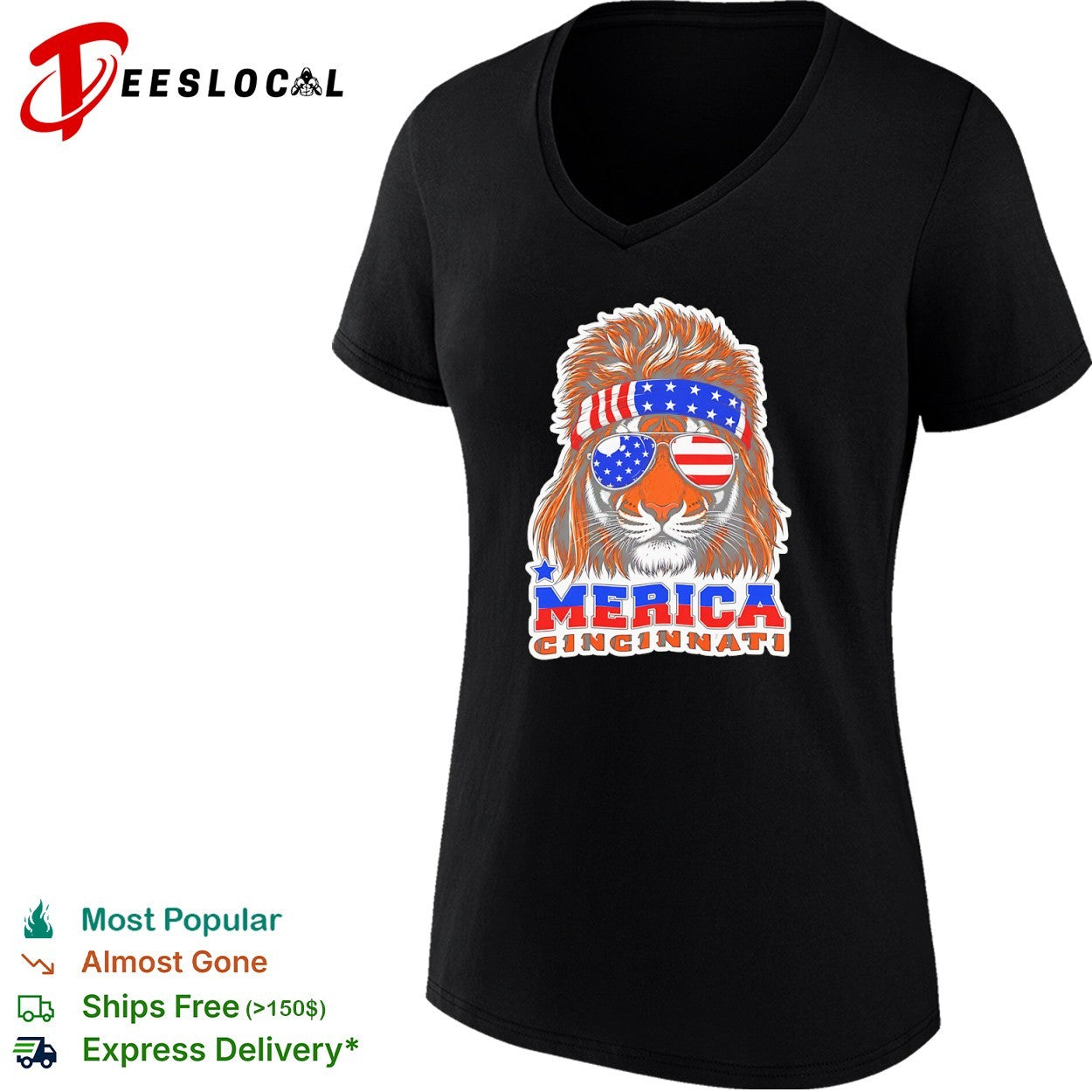 Cincinnati Merica Tiger Mullet Patriotic USA shirt
