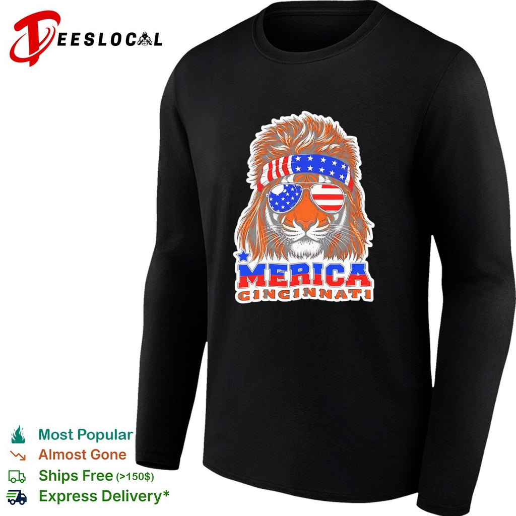Cincinnati Merica Tiger Mullet Patriotic USA shirt