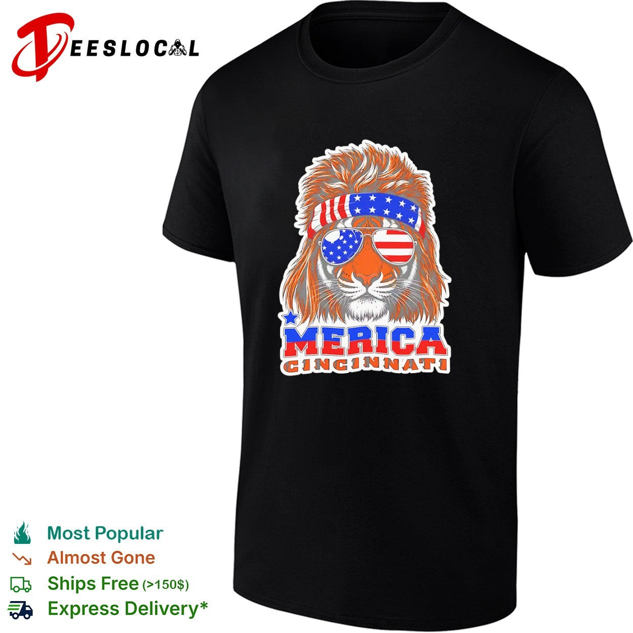 Cincinnati Merica Tiger Mullet Patriotic USA shirt