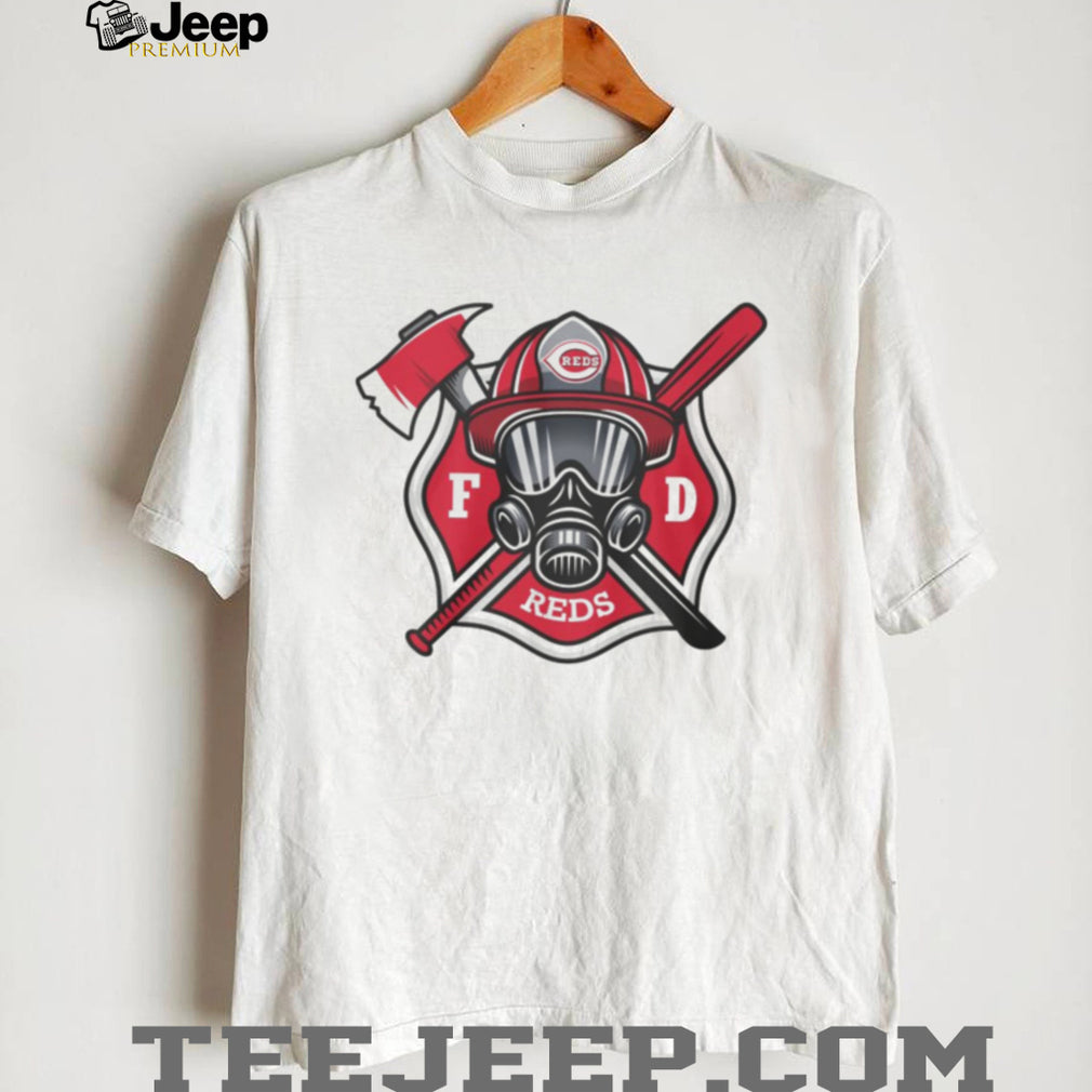 Cincinnati Reds Fire Department FD Logo Baseball Fans First Responders White T Shirt
