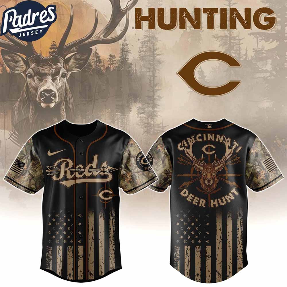 Cincinnati Reds MLB X Deer Hunting Personalized Baseball Jersey - Padres Jersey Oasis: Elevate Your Baseball... (Image 1)