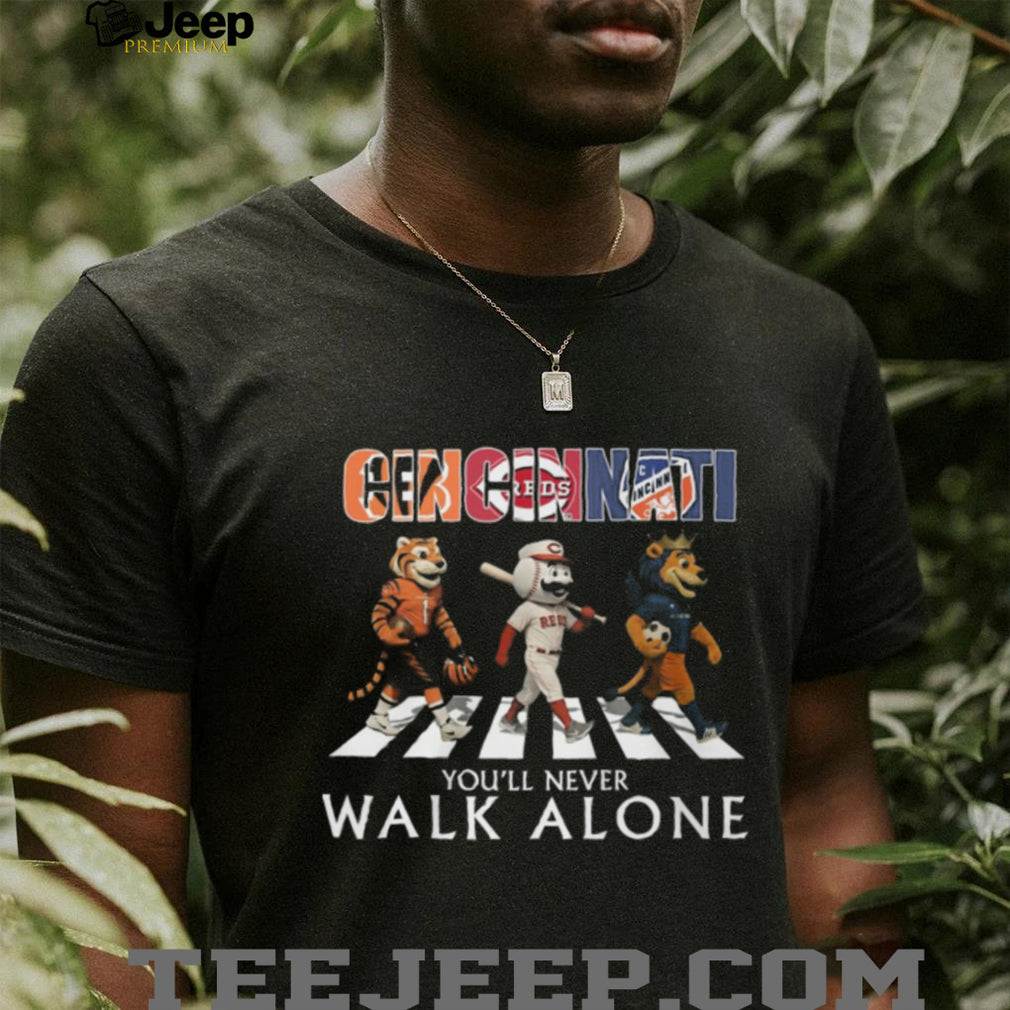 Cincinnati Sports Mascots Abbey Road You’ll Never Walk Alone T Shirt