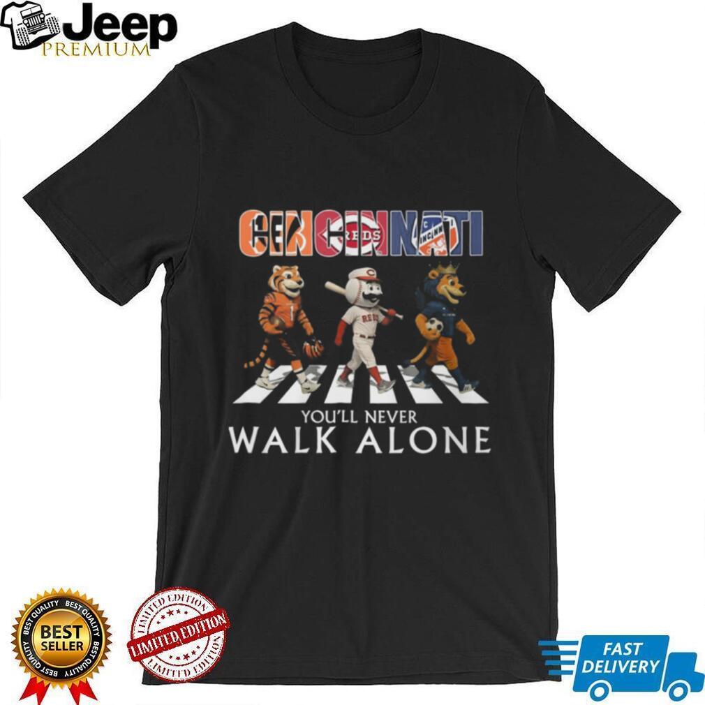 Cincinnati Sports Mascots Abbey Road You’ll Never Walk Alone T Shirt