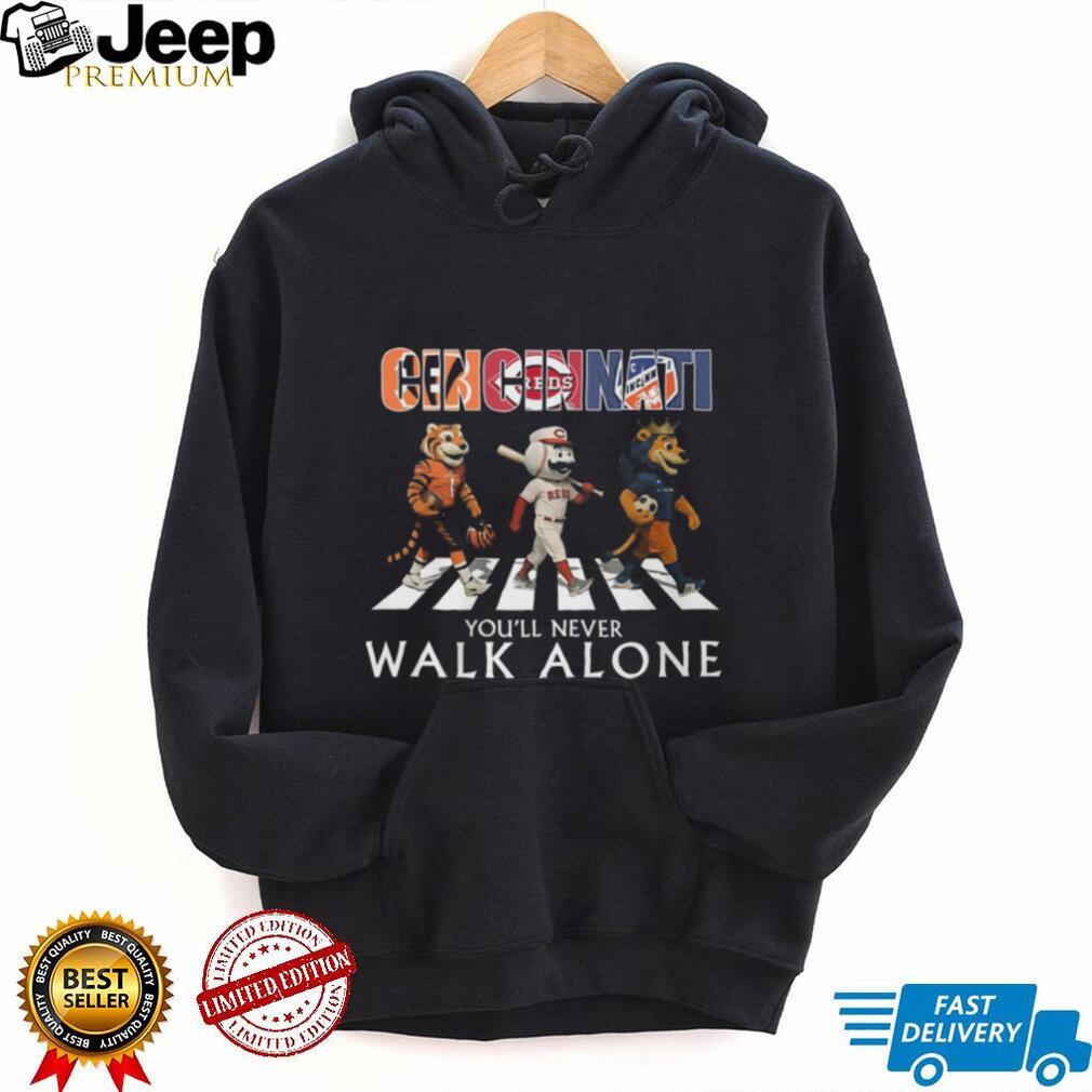 Cincinnati Sports Mascots Abbey Road You’ll Never Walk Alone T Shirt