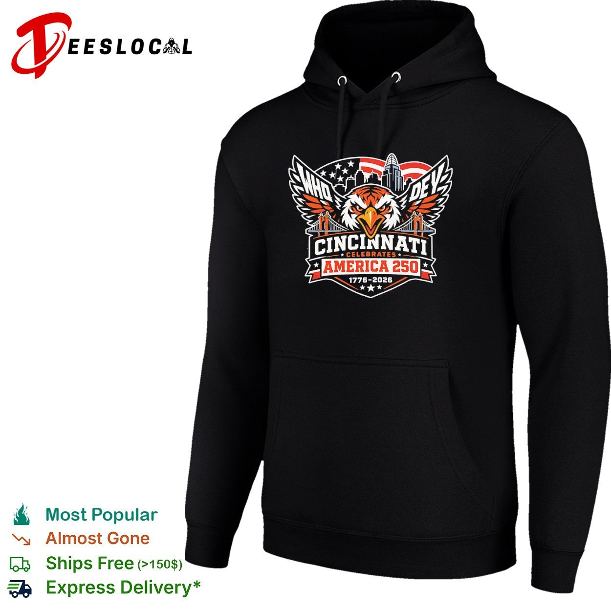 Cincinnati Who Dey America 250 1776-2026 Celebration shirt