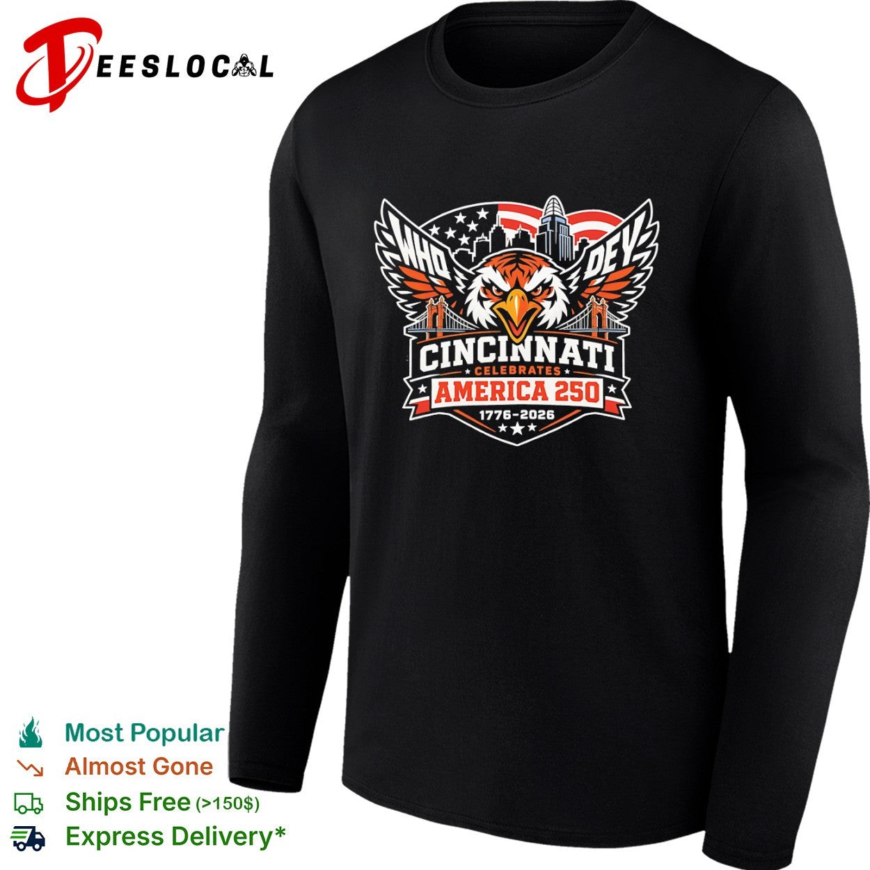 Cincinnati Who Dey America 250 1776-2026 Celebration shirt