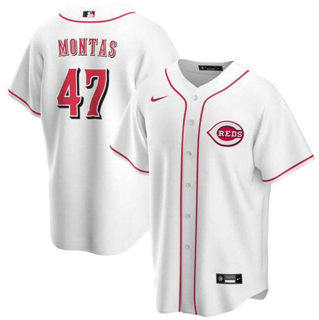 Cincinnati Reds #47 Frankie Montas White Cool Base Stitched Baseball Jersey