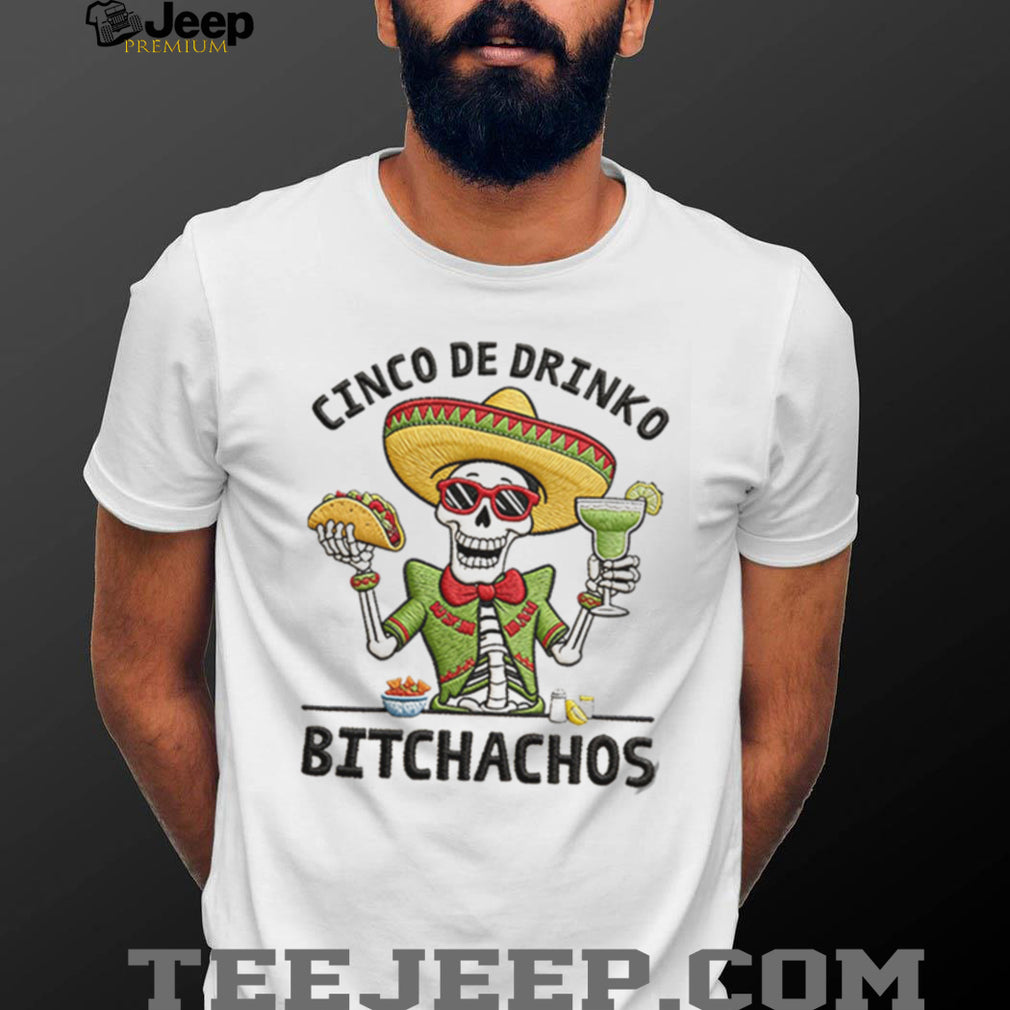 Cinco De Drinko Taco Margarita Skeleton Party V Neck T Shirt