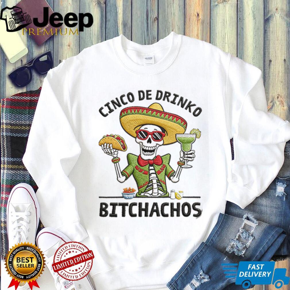 Cinco De Drinko Taco Margarita Skeleton Party V Neck T Shirt