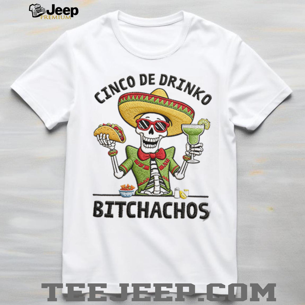 Cinco De Drinko Taco Margarita Skeleton Party V Neck T Shirt