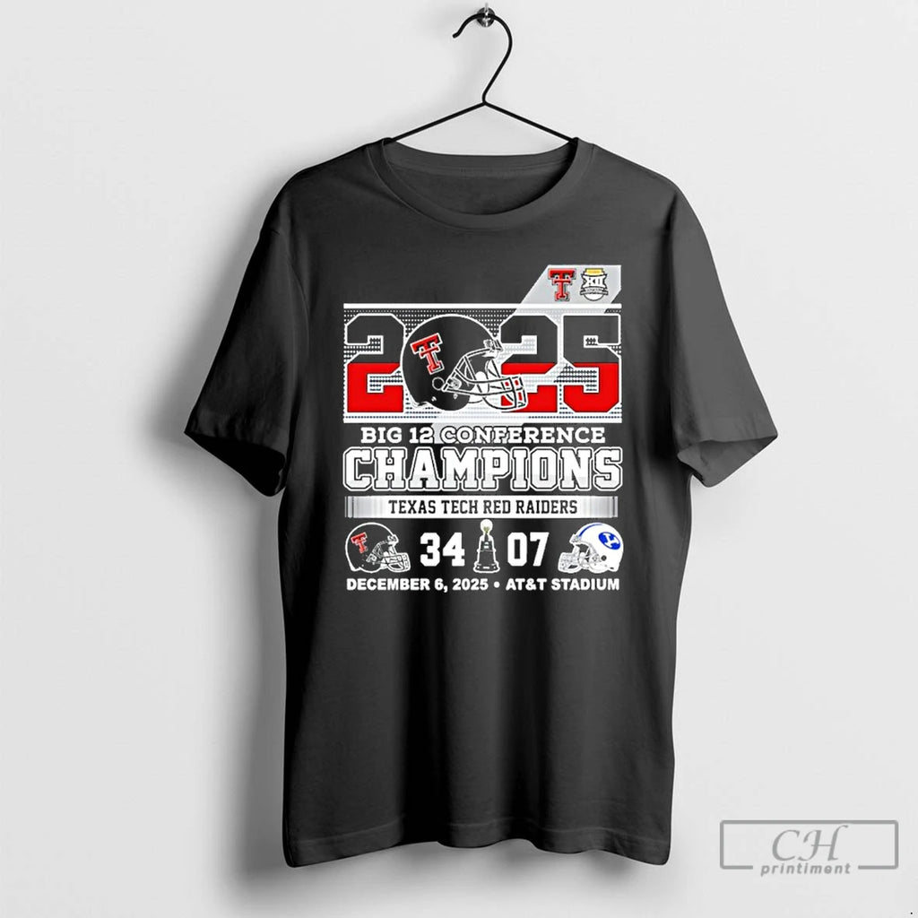 Classic 2025 Big 12 Conference Champions Texas Tech 34 7 Byu Score T Shirts Sweater