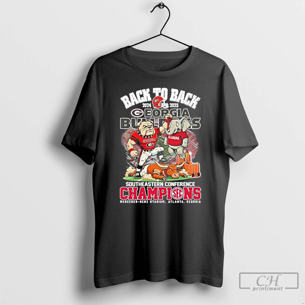 Classic Back 2 Back 2024 2025 Georgia Bulldogs Mascot Southern Conference Champions T Shirts Sweater