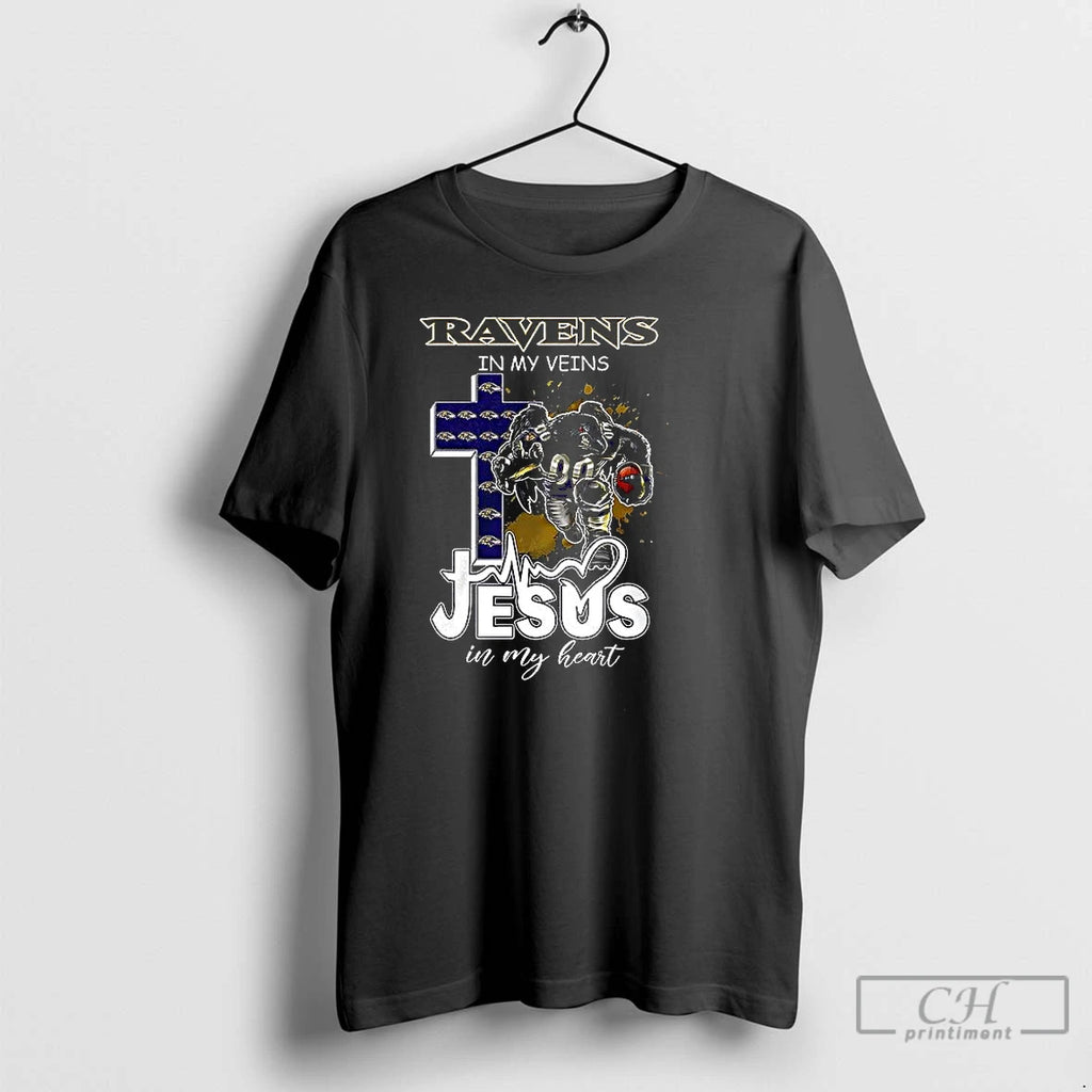 Classic Baltimore Ravens In My Veins Jesus In My Heart Mascot