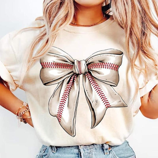 Classic Baseball Coquette Tee With Vintage Bow, Mom Surprise Gift, Mother's Day Outfit