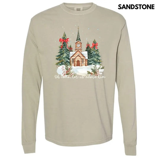 Classic Christmas Church Long Sleeve Comfort Colors T-Shirt 'NLB'