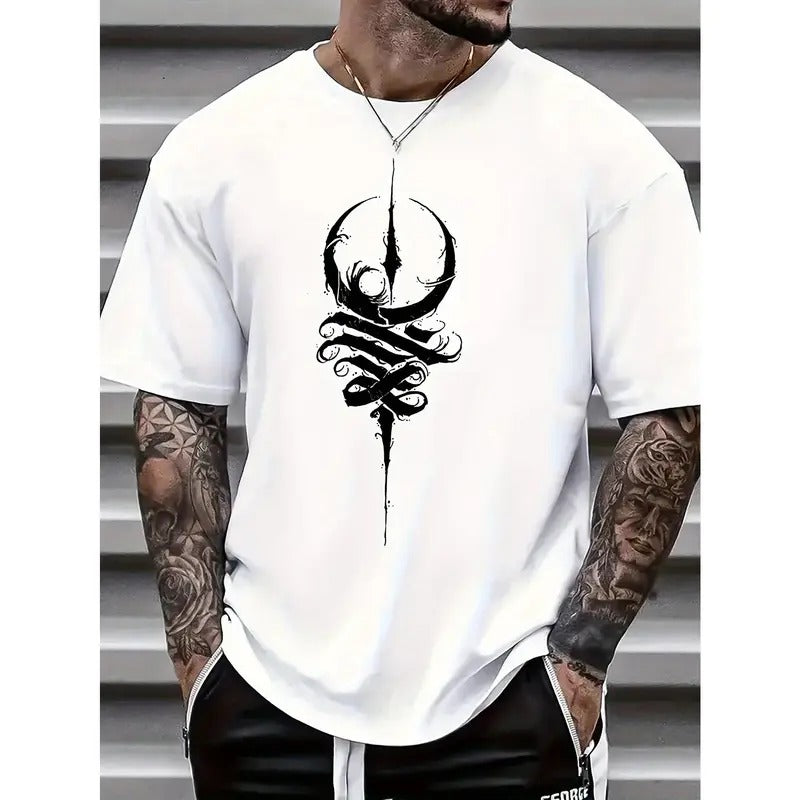 Classic Fit Summer Breathable Cotton Print Tee Shirt for Men - Casual Short Sleeve, Perfect for Outdoor Activities Made in USA