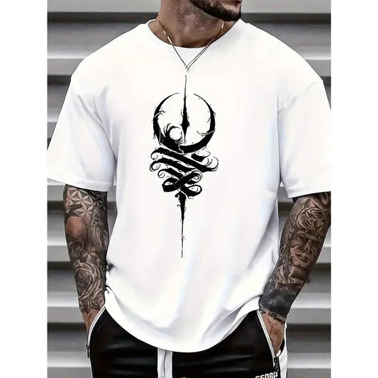 Classic Fit Summer Breathable Cotton Print Tee Shirt for Men - Casual Short Sleeve, Perfect for Outdoor Activities Made in USA