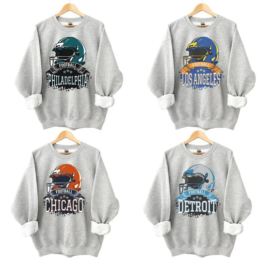 Classic Football City Sweatshirt Collection Color Sport Grey, Vintage Football Sweatshirt, Football Sweatshirt, Football Fan Gift Sweatshirts
