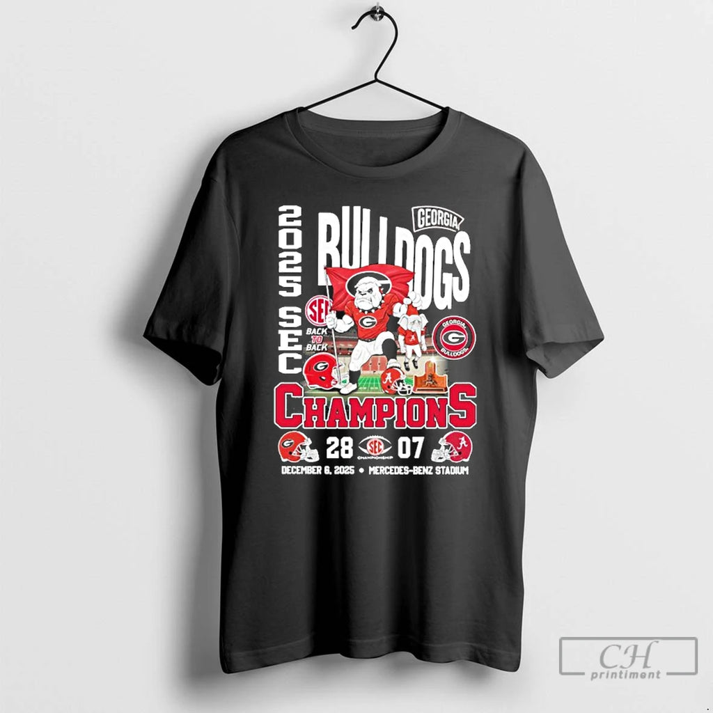 Classic Georgia Bulldogs Mascot 2025 Sec Conference Champions 28 7 Score