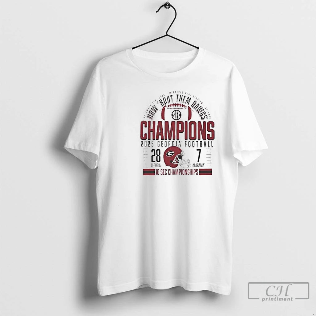 Classic Georgia Bulldogs Victory 28 7 Alabama 2025 Sec Football Champions Score Circle White