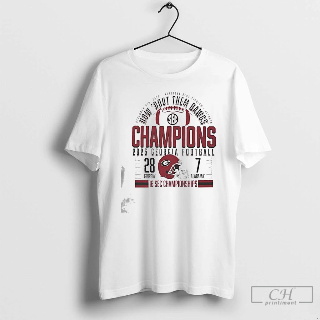 Classic Georgia Bulldogs Victory 28 7 Alabama 2025 Sec Football Champions Score T Shirts Sweater