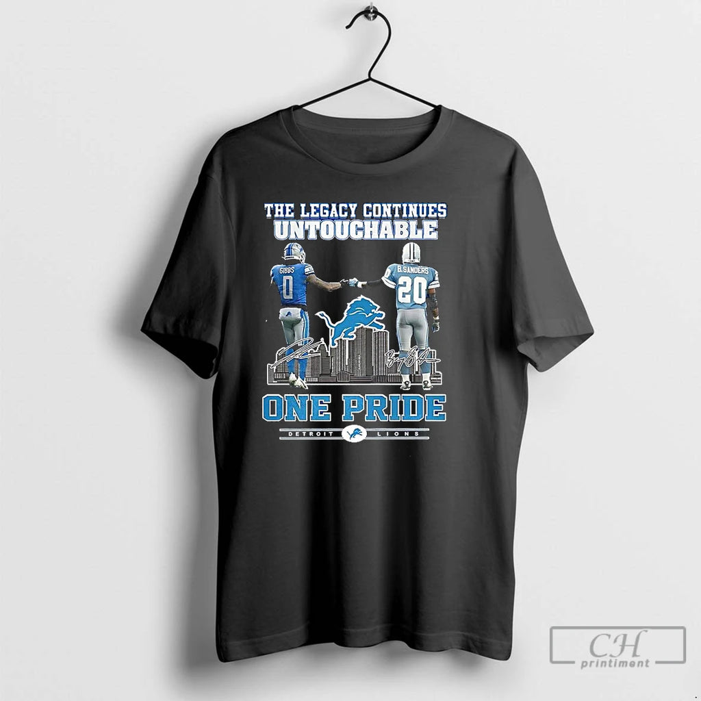 Classic Gibbs And Sanders Detroit Lions One Pride The Legacy Continues Untouchable 2025 T Shirts