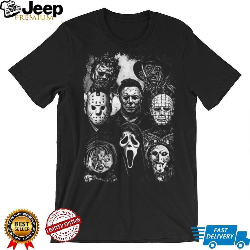 Classic Horror Movie Characters Collage Vintage Style T Shirt