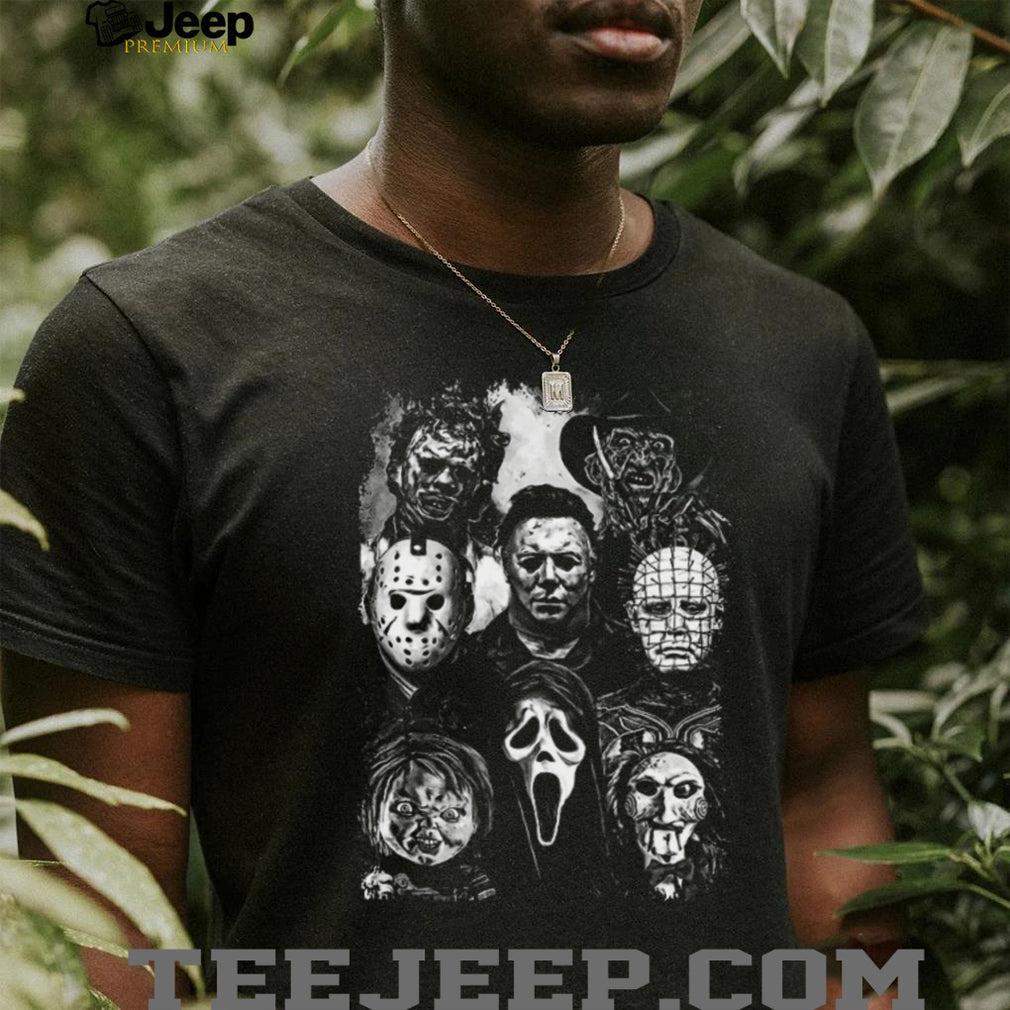 Classic Horror Movie Characters Collage Vintage Style T Shirt