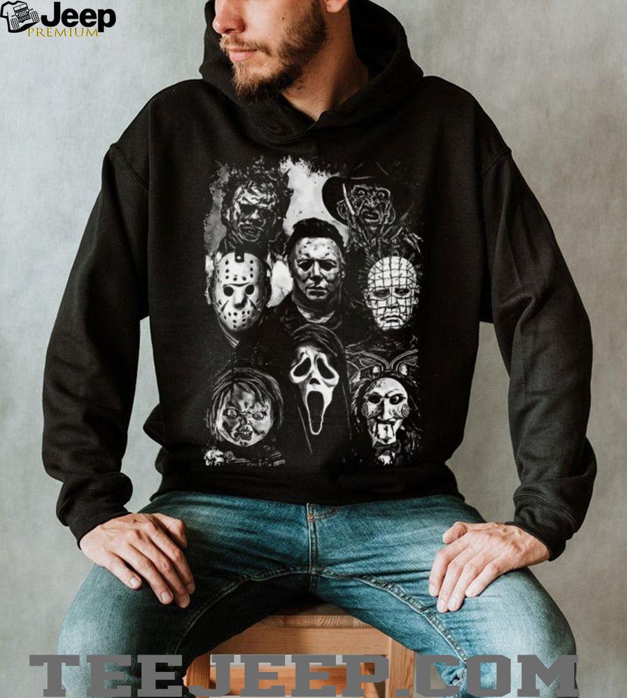 Classic Horror Movie Characters Collage Vintage Style T Shirt