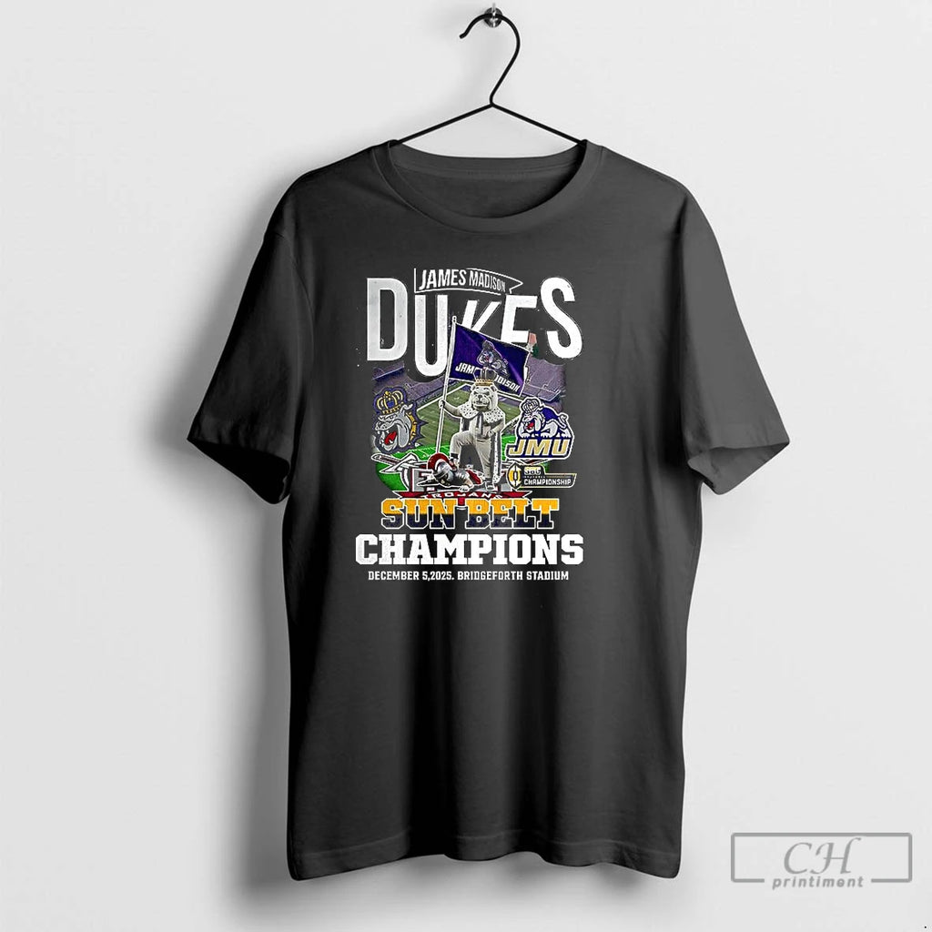 Classic James Madison Dukes Beat Troy Trojans Sun Belt Champions 2025 Mascot T Shirts Sweater
