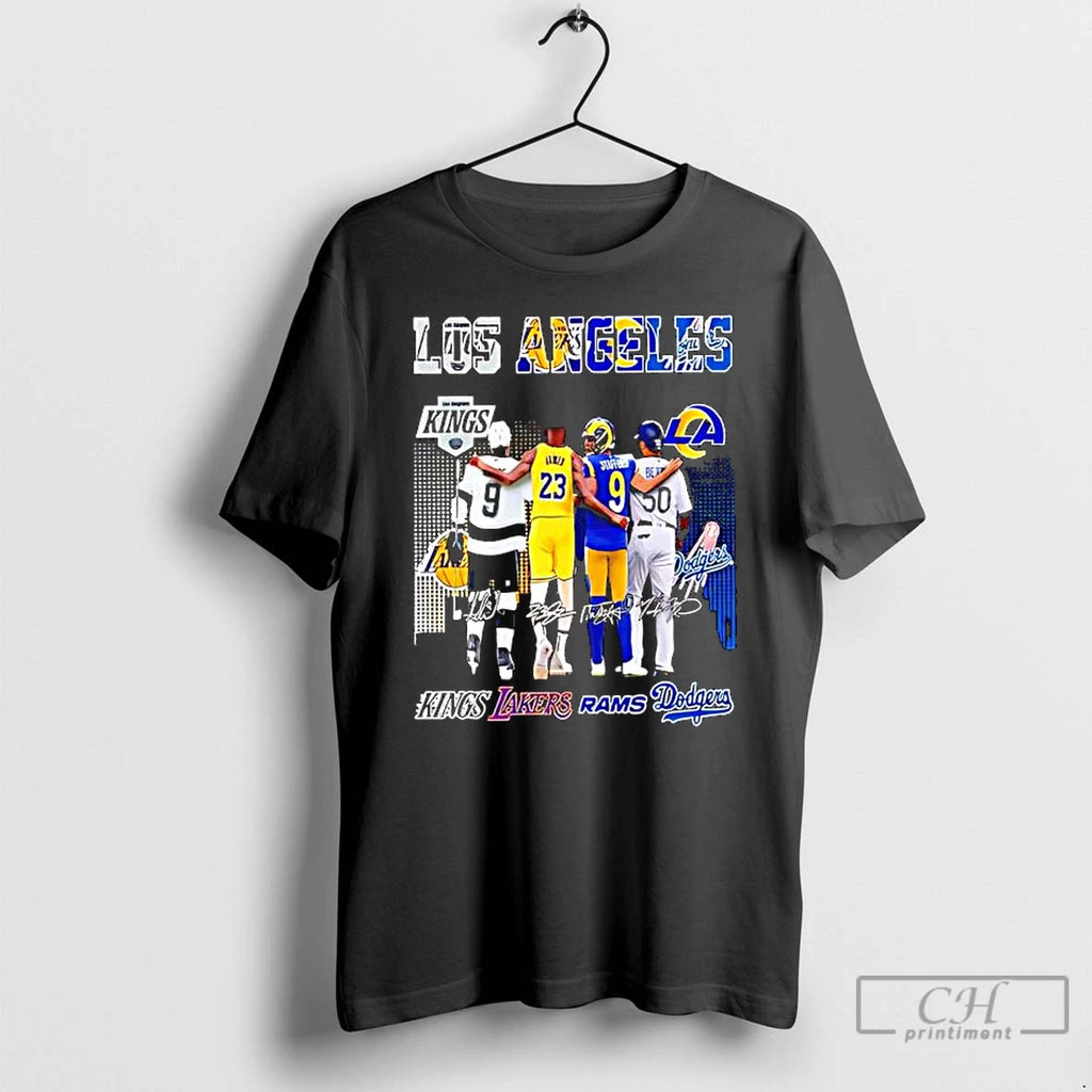 Classic Los Angeles Professional Sports Teams And Players Kings Lakers Rams And Dodgers T Shirts