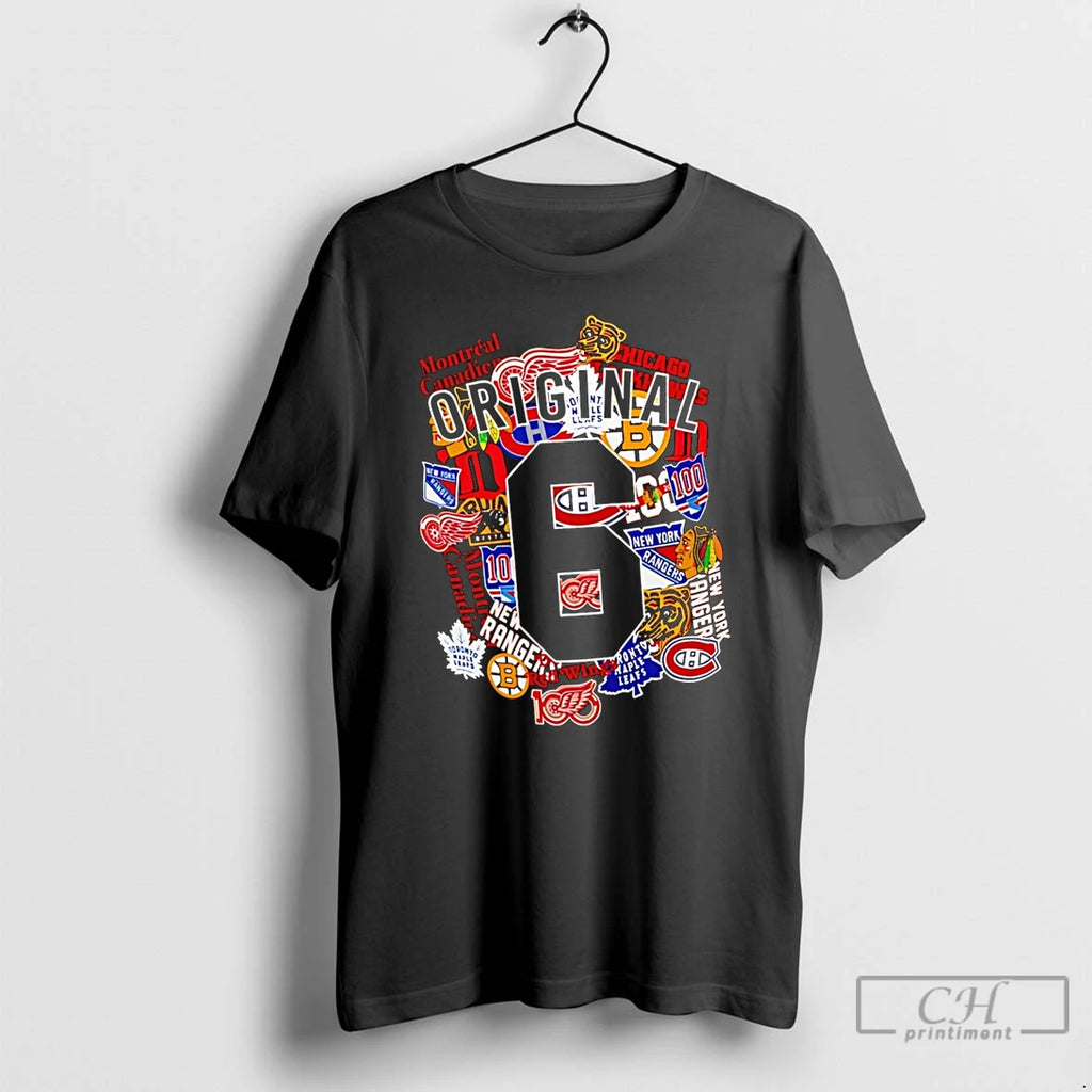 Classic Nhl Starter Black 6 Logo Collage