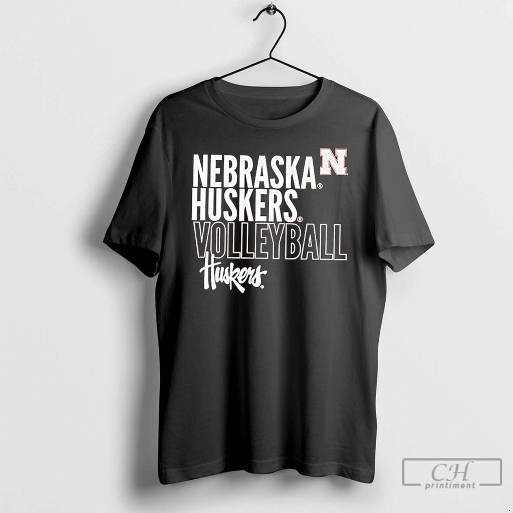 Classic Nebraska Cornhuskers Womens Volleyball Text Logo Overlay