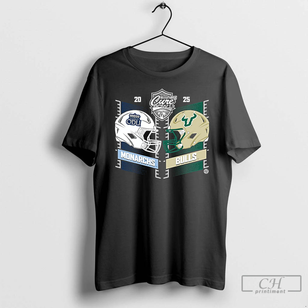 Classic Old Dominion Vs South Florida 2025 Cure Bowl Heat To Heat Helmet T Shirts