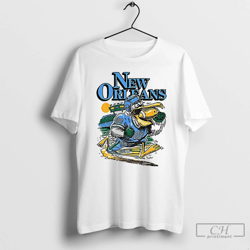 Classic Pelican New Orleans Tulane Green Wave Football Art Vintage