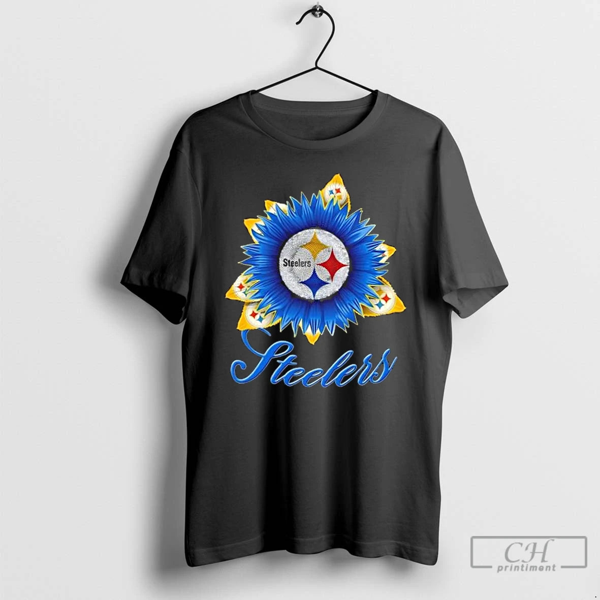 Classic Pittsburgh Steelers Football X Sunflower Graphic
