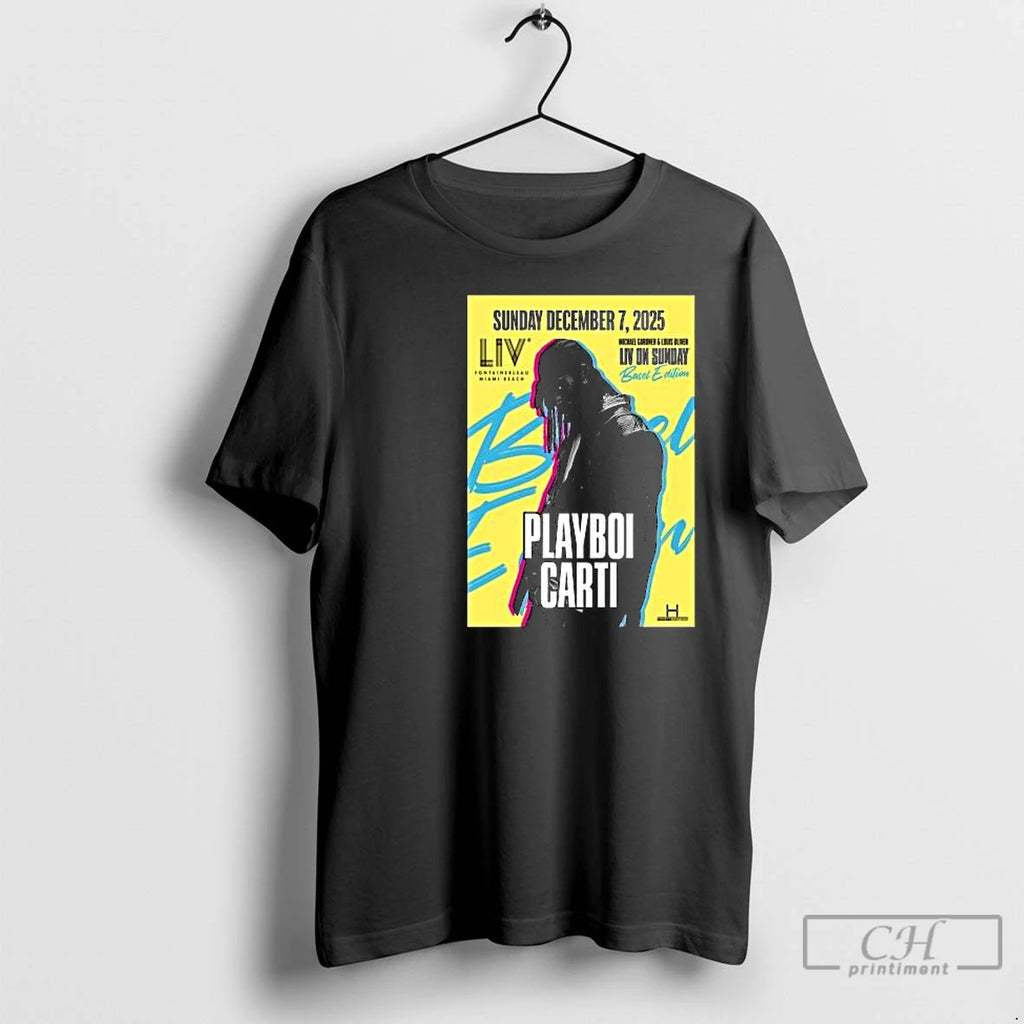 Classic Playboi Carti Live At Liv Miami On December 7 2025 Circle Black T Shirts