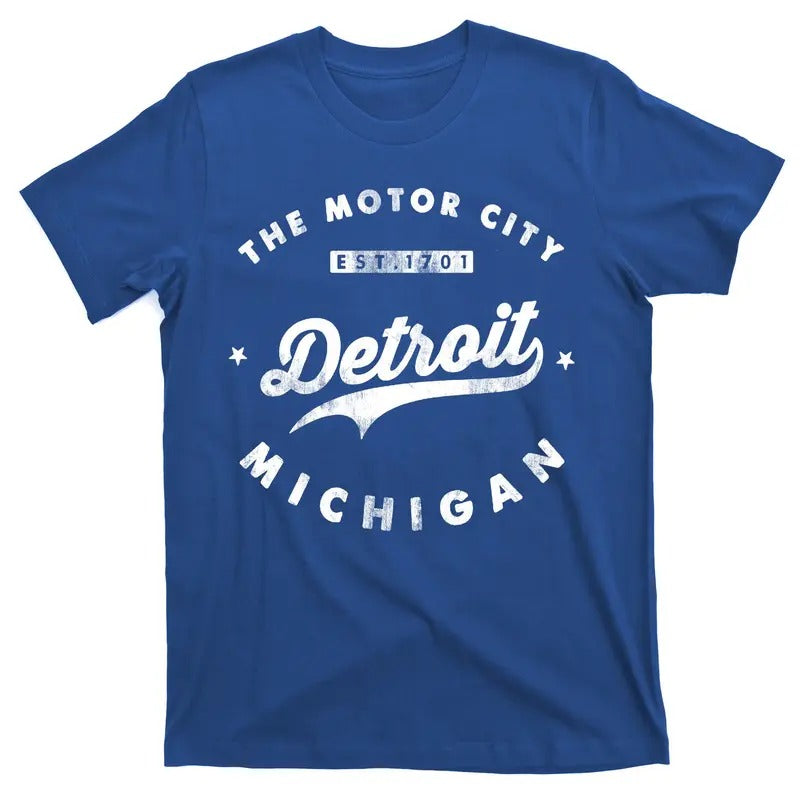 Classic Retro Vintage Detroit Michigan Motor City High Quality 100% Cotton T-Shirt Hoodie, Sweatshirt | WearSparks.com