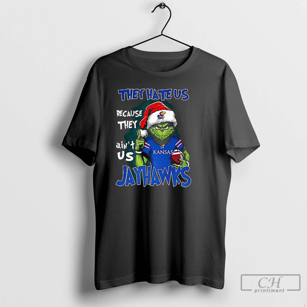 Classic Santa Grinch They Hate Us Because They Aint Us Kansas Jayhawks T Shirts Sweater