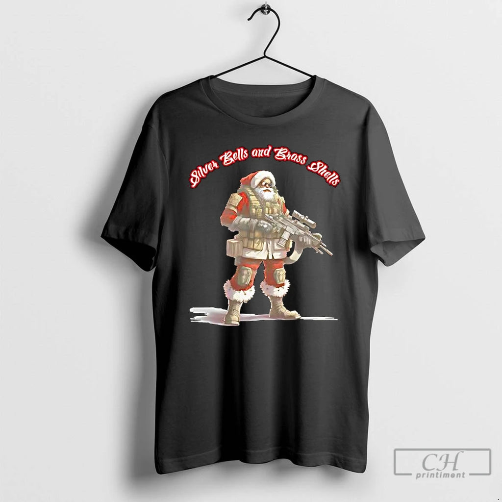 Classic Silver Bells And Brass Shells Santa Christmas