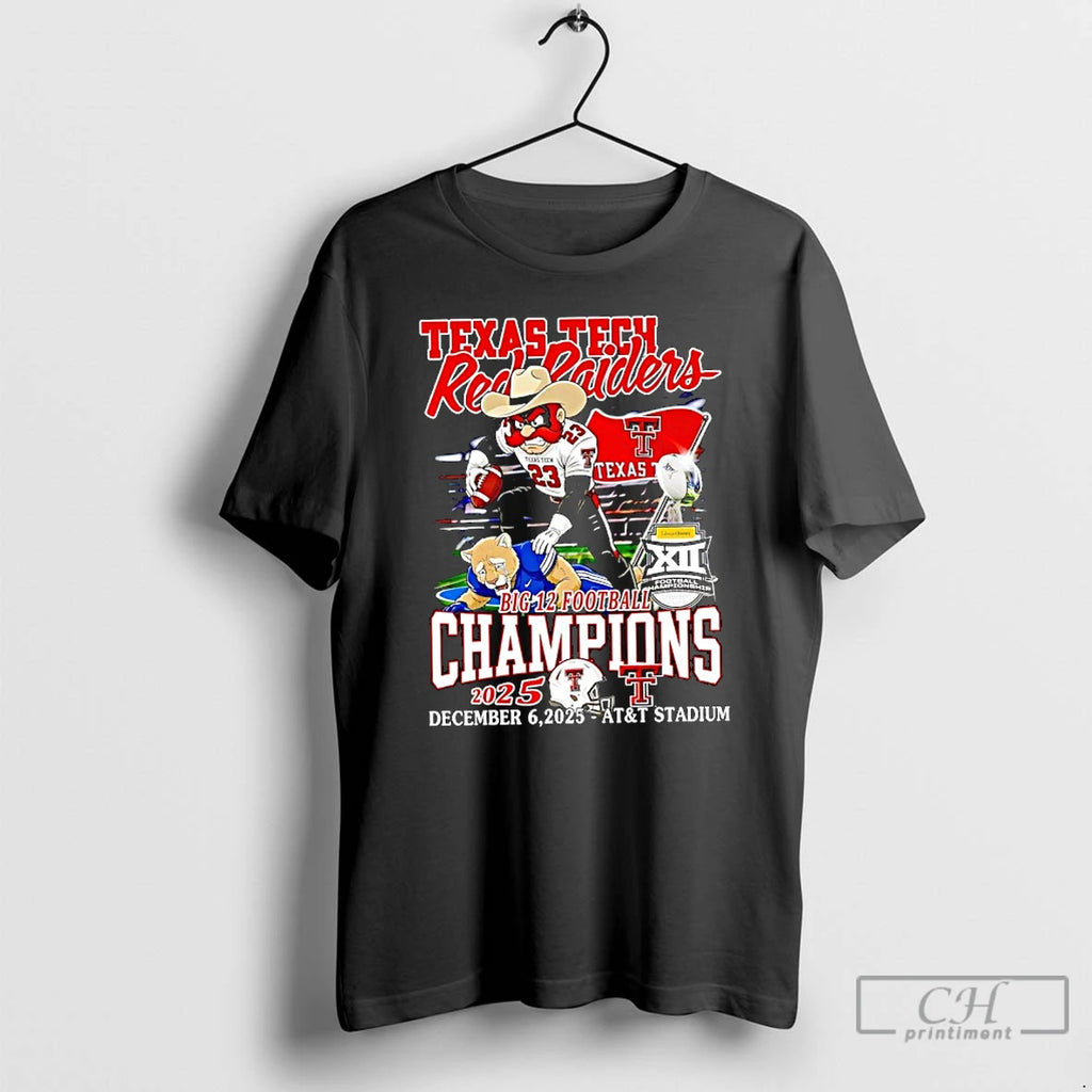 Classic Texas Tech Red Raiders Mascot Big 12 Football Champions 2025