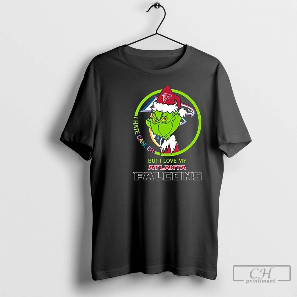 Classic The Grinch I Hate Cancer But I Love My Atlanta Falcons Merry Christmas Circle