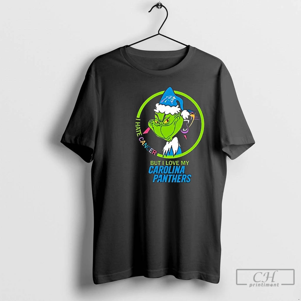 Classic The Grinch I Hate Cancer But I Love My Carolina Panthers Merry Christmas Circle
